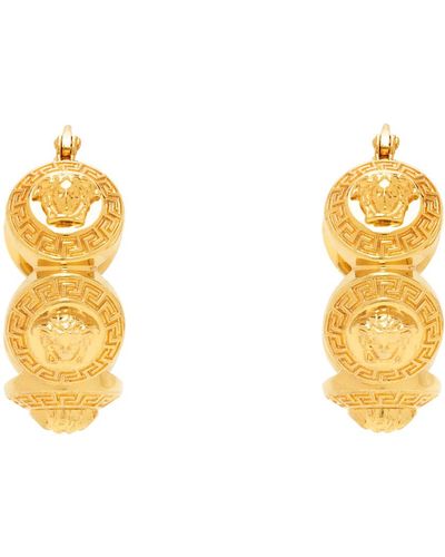 Versace Boucles d'oreilles à anneau tribute dorées à méduses - Noir