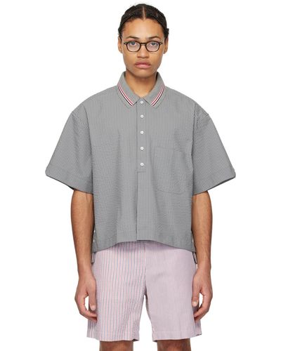 Thom Browne Thom e chemise grise à boutons