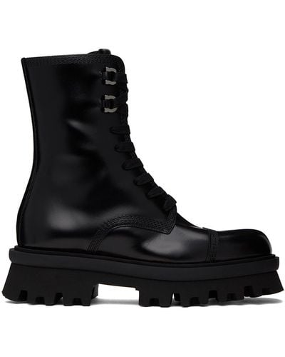 Ferragamo Black Combat Boots