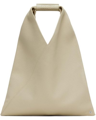 MM6 by Maison Martin Margiela Off-white Triangle Classic Small Tote - Natural