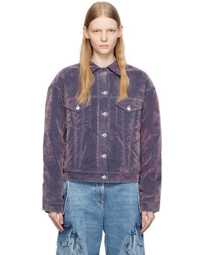 MSGM Purple Flocked Denim Jacket - Blue