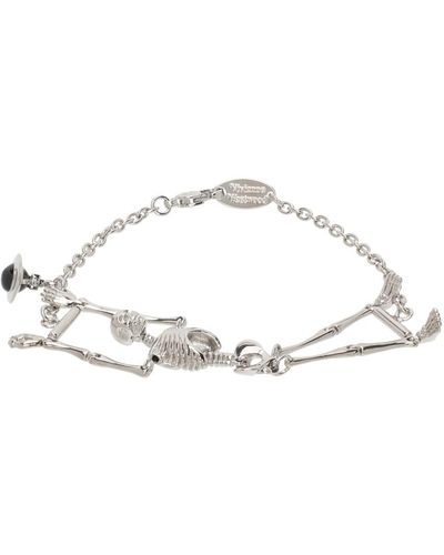 Vivienne Westwood Silver Skeleton Bracelet - Black