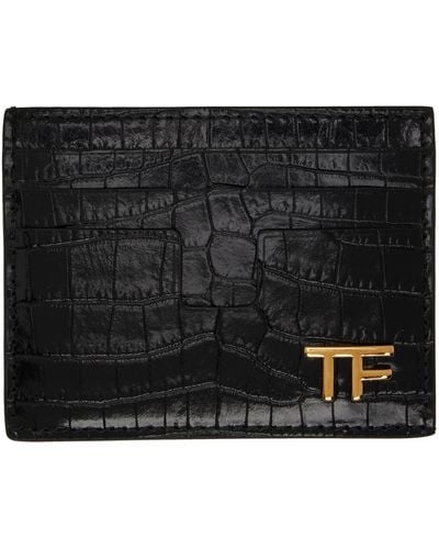 Tom Ford アリゲータープリント T-line カードケース - ブラック