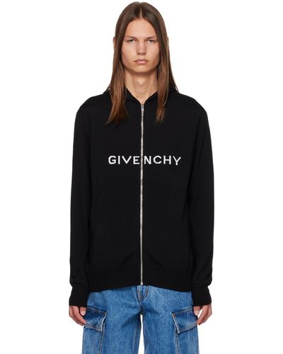 Givenchy Pull à capuche noir à logo