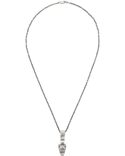 Yohji Yamamoto Silver Wolf Pendant Necklace - Black