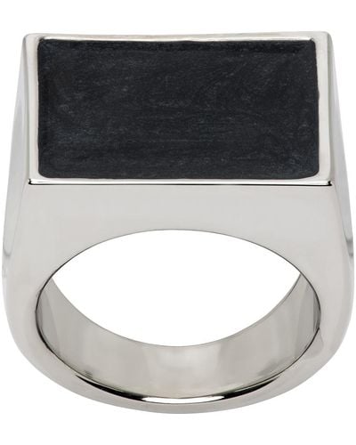 Dries Van Noten Silver & Black M Ring - Metallic