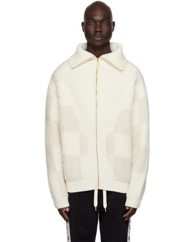 Casablancabrand Off-white Checked Sweater - Black