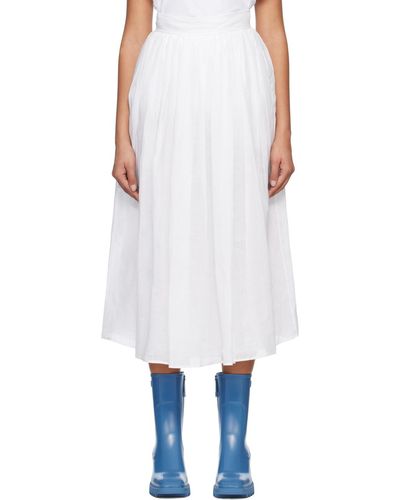 Chloé White Gathered Midi Skirt