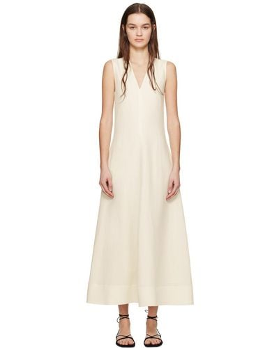 Totême Toteme Off-white V-neck Maxi Dress - Multicolour