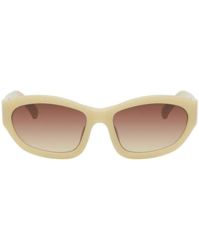 Dries Van Noten Beige Linda Farrow Edition goggle Sunglasses - Black