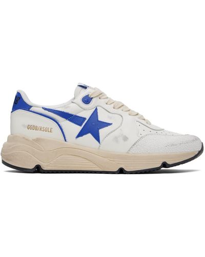 Golden Goose White & Blue Running Sole Sneakers - Black