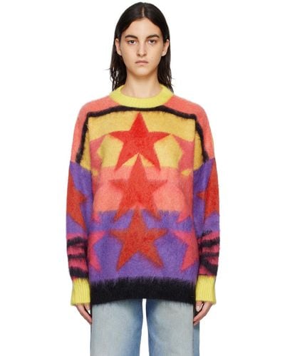 Palm Angels Multicolour Stars Jumper - Red