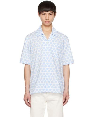 Ami Paris Blue & White Camp Collar Shirt