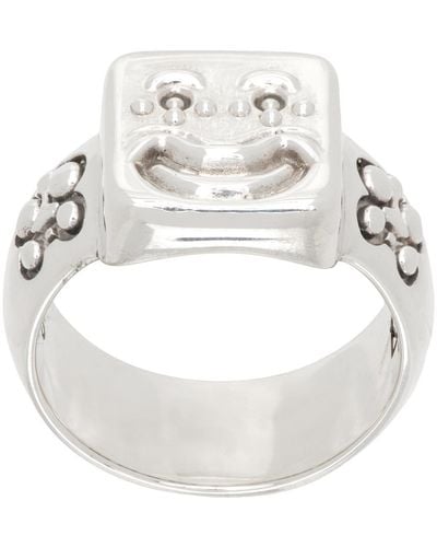 MAPLE Smiley Signet Ring - Metallic