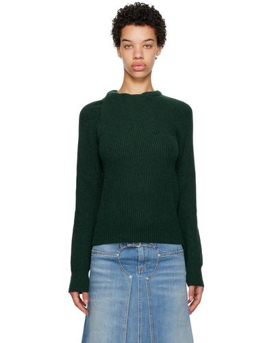 Stella McCartney Pull vert à garniture torsadée