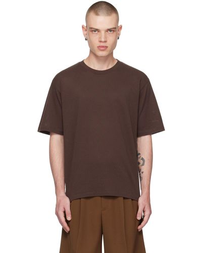 AURALEE T-shirt brun à col ras du cou - Marron