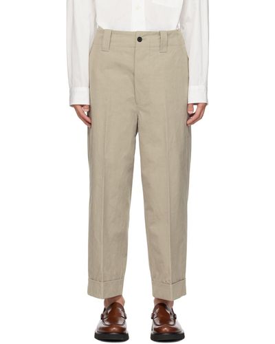 Margaret Howell Taupe Cropped Trousers - Natural