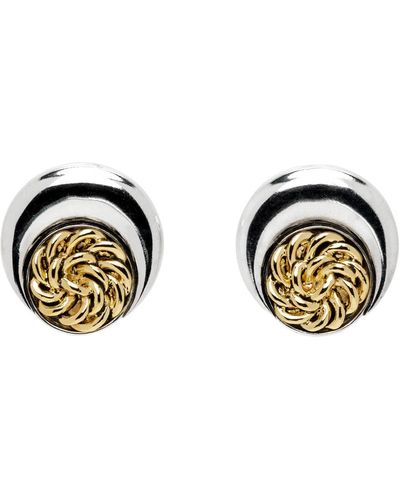 Marine Serre Silver & Gold Regenerated Buttons Moon Earrings - Black