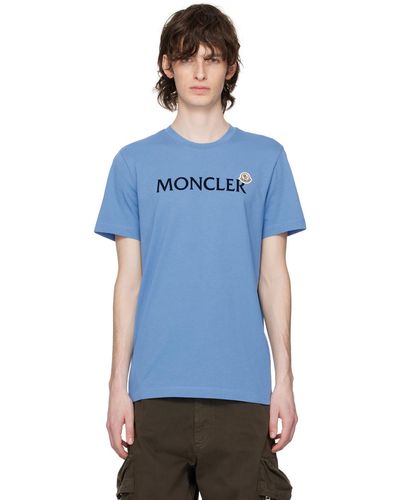 Moncler T-shirt bleu à logo floqué