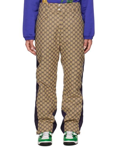 Gucci Beige & Navy gg Trousers - Multicolour