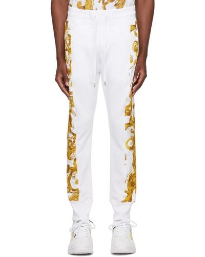 Versace Pantalon de survêtement blanc à motif watercolor couture - Multicolore