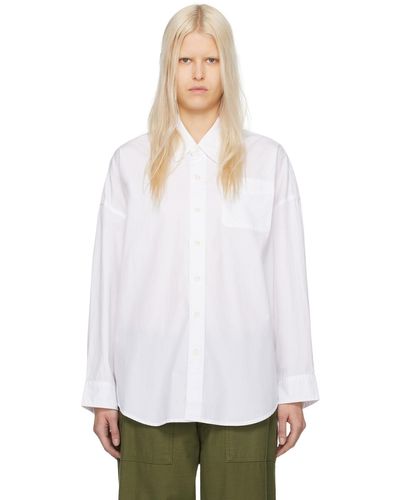 R13 Chemise blanche à ourlet pan de chemise
