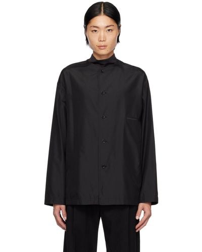 Lemaire Black Collarless Shirt