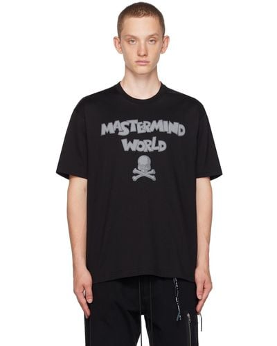 MASTERMIND WORLD T-shirt noir à logo et texte contrecollés