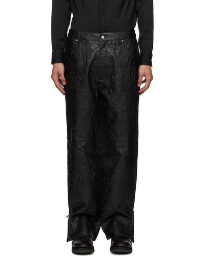 Han Kjobenhavn Pantalon noir en cuir à image gaufrée