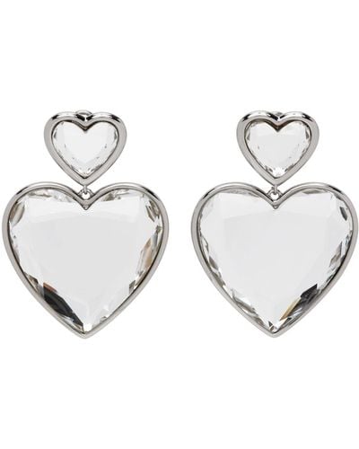 Marc Jacobs Silver Crystal Double Heart Earrings - Black