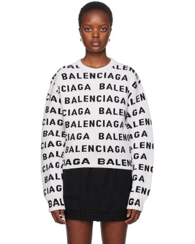 Balenciaga Off-white Jacquard Sweater - Black