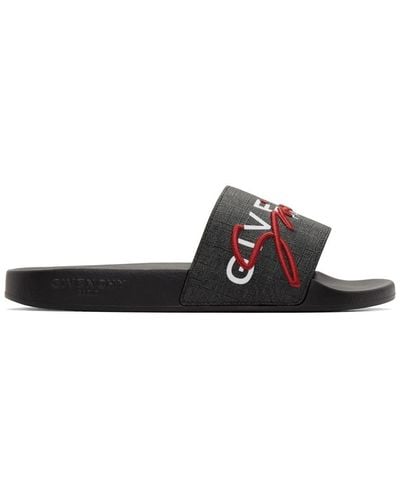 Givenchy Black And Red Logo Flat Slides