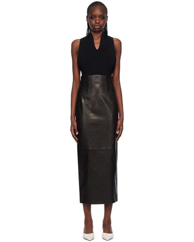 Khaite Black 'the Loxley' Leather Maxi Skirt