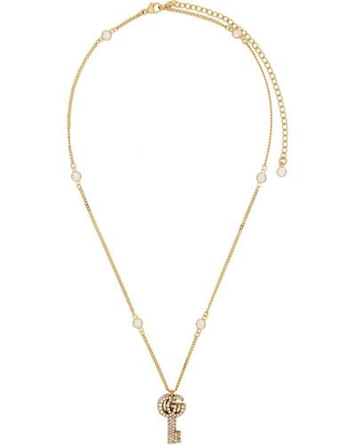 Gucci Double G Key Necklace With Crystals - Multicolor