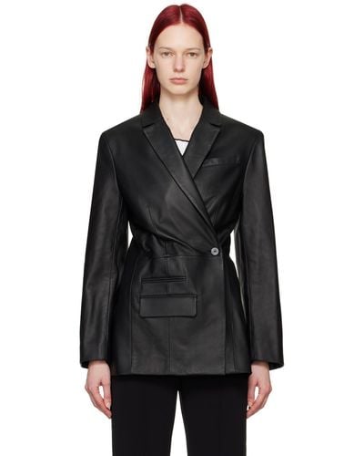 Jacquemus Blouson 'la veste tibau cuir' noir en cuir - les sculptures