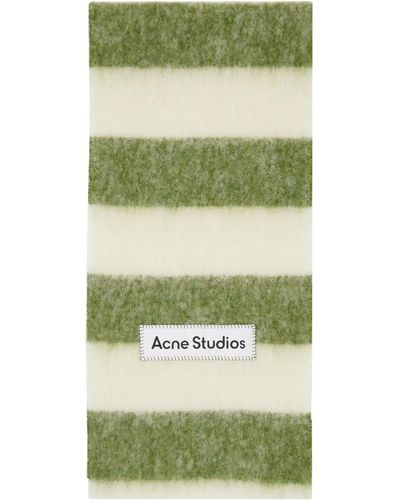 Acne Studios Écharpe vert et blanc cassé à rayures