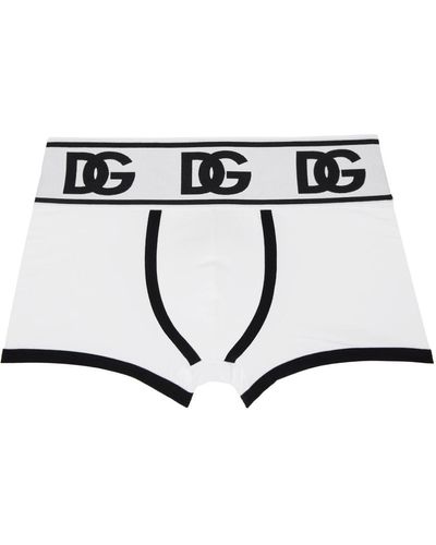 Dolce & Gabbana Boxer blanc en jersey élastique chaîne et trame - Noir