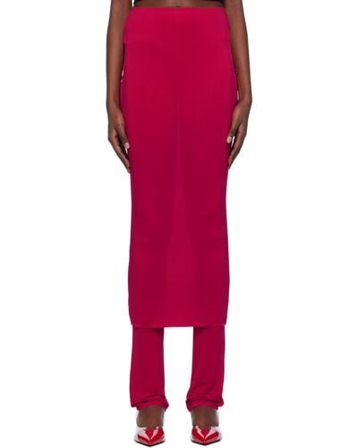 Alaïa Pink Fluid Maxi Skirt - Red