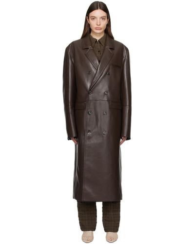 Nanushka Manteau sverre brun en cuir - Noir