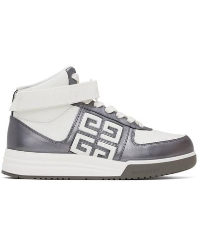 Givenchy White & Silver G4 High Top Sneakers - Black