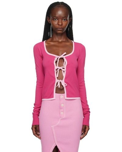 Moschino Jeans Self-tie Cardigan - Pink