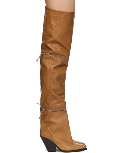 Isabel Marant Tan Lelodie Tall Boots - Multicolor