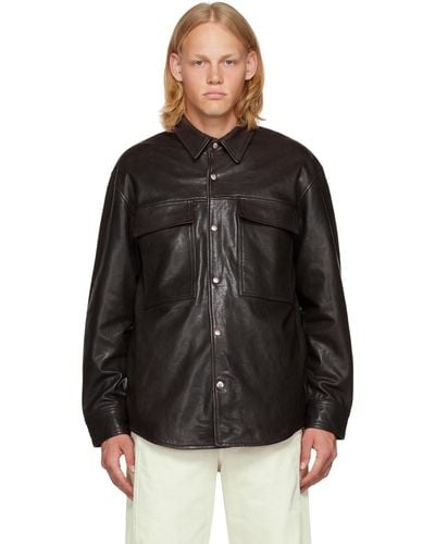 President's Flap Pocket Leather Jacket - Black