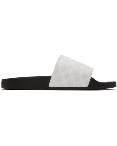 COACH Black & Off-white Logo Slide Sandals - Multicolour