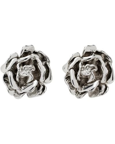 Blumarine Silver Rose Earrings - Black