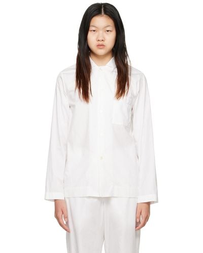 Tekla Long Sleeve Pyjama Shirt - White
