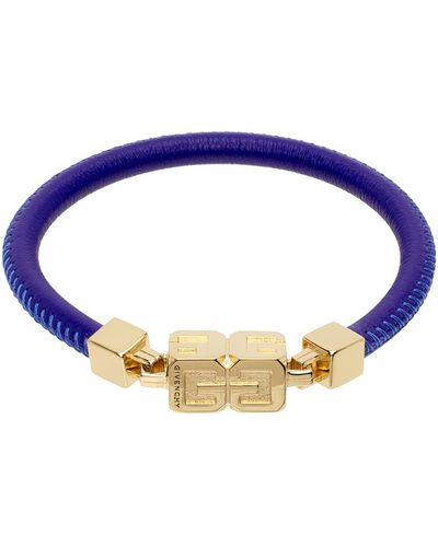 Givenchy Bracelet bleu en cuir à ferrure à logos g