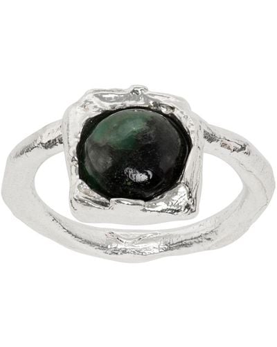 Alighieri Emerald 'the Eye Of The Storm' Ring - Black