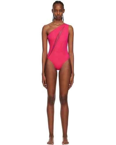 Versace Pink Slashed One-piece Swimsuit - Red