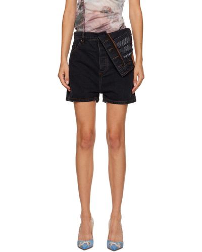 Y. Project Asymmetric Denim Shorts - Black